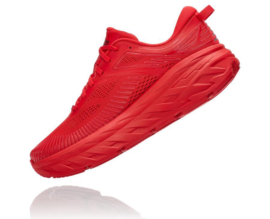 Running Shoes Mens - Hoka One One Bondi 7 - Red - UTVNZEY-62